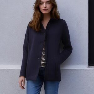 80s PURPLE WOOL BLEND MINIMALIST QUIET LUXURY PEA COAT PRESTON & YORK 14